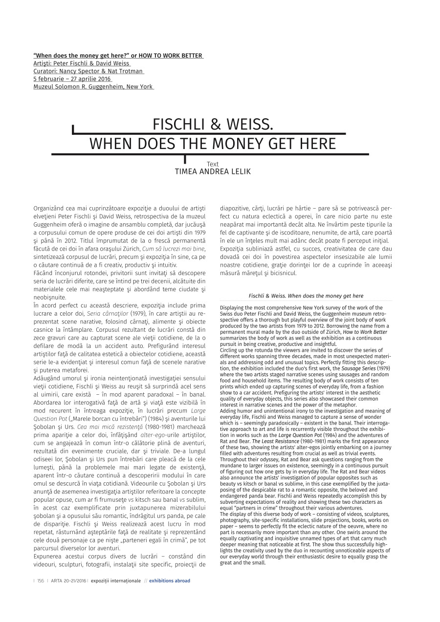 ARTA Magazine, Fischli & Weiss